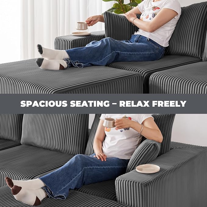 Weture 107" Modular Sectional Sofa, L-Shaped Boneless Couch - Image 5