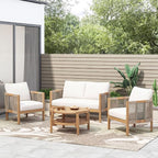 Christopher Knight Home 4-Piece Acacia Wood Patio Furniture Set by ChristopherKnightHome