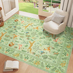 DUKINO 4x6 Area Rug, Non Slip Animal Washable Living Room Rug, Light Green | - Image 3