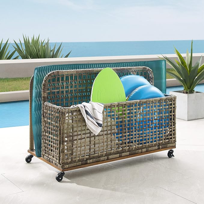 Crosley Furniture Ridley Wicker Outdoor Storage Pool Caddy - Image 7