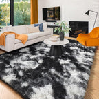 Amdrebio Black White Grey Large Fluffy Rug 6x9 - Image 4