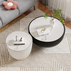 SSLine Bowl-Shape Coffee Table Set of 2 Modern Sintered Stone Top Nesting - Image 5