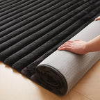 Black Rabbit Striped Plush Rug 2'x6', Fluffy Faux Fur Shaggy Area Rug - Image 5