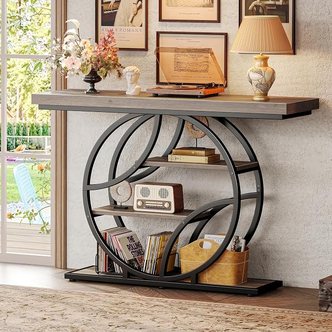 Huuger 47.2 Inch Entryway Table, Industrial Console Sofa Table - Image 9