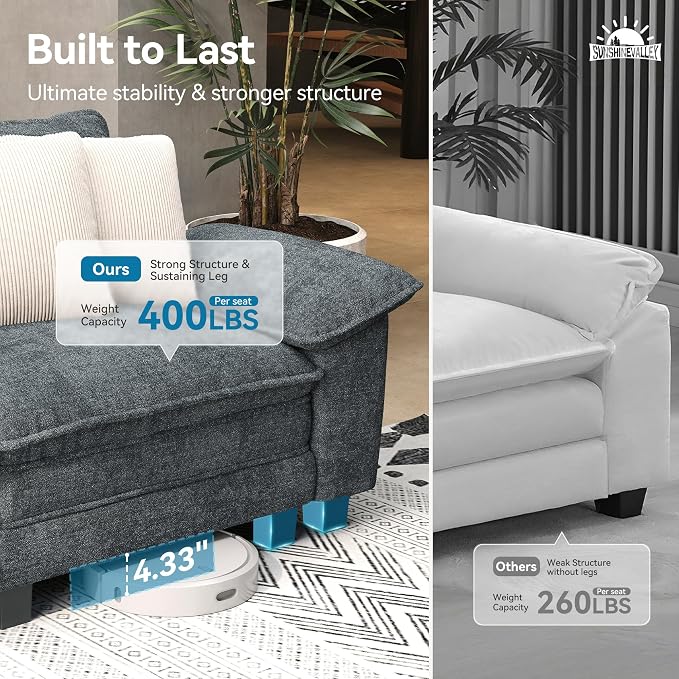 SUNSHINE VALLEY Oversized Loveseat Couch and Chair Set, Modern Modular Cloud - Image 6