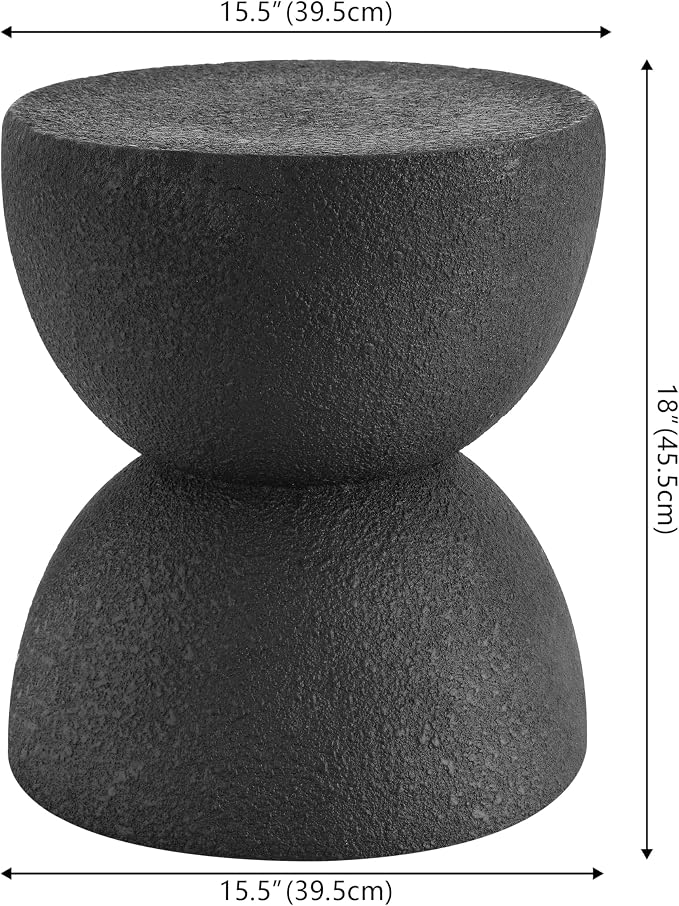 JONATHAN Y Greta Hourglass 18" Black Frosted Outdoor Side Table and Stool - Image 2