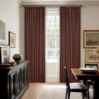Chestnut Brown Pinch Pleated Blackout Linen 84 Inch Curtains - Image 9