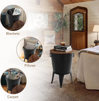 Rustic Storage Farmhouse Accent Side Table, Antique Galvanized Metal End Coffee - Image 5
