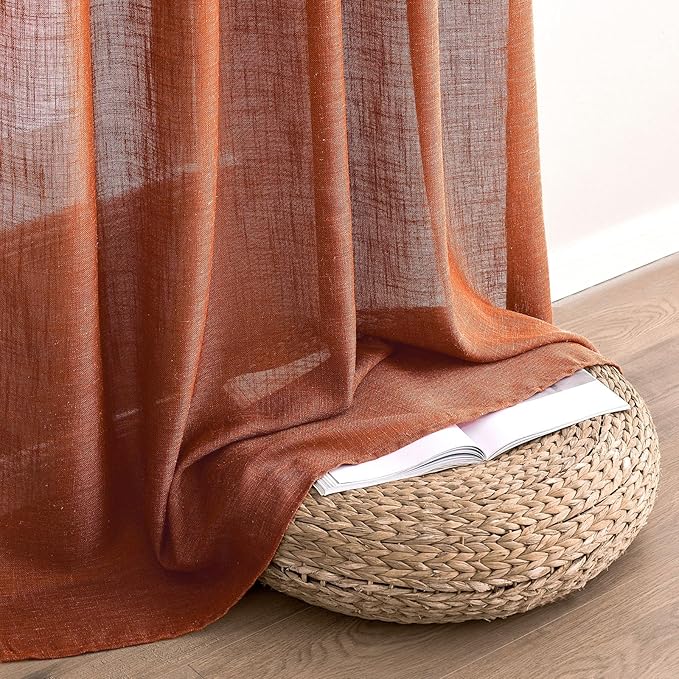 MIULEE Rust Fall Linen Curtains 52x90 Inch 2 Panels - Image 6