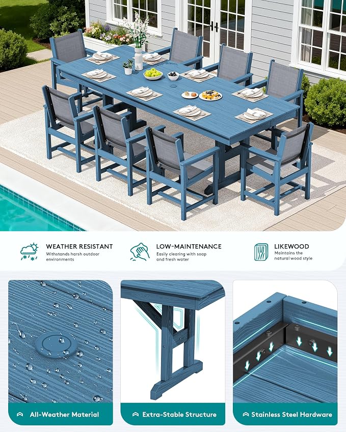 SERWALL 9 Piece Outdoor Dining Set - Image 4