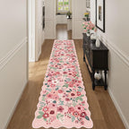 DUKINO 2.6x12 Washable Runner Rug, Floral Non Slip Long Kitchen Rug, Stain - Image 3