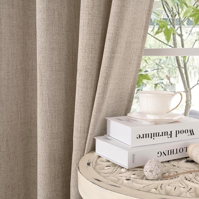 YoungsTex Oatmeal Linen Curtains 84 Inch Length - Image 7