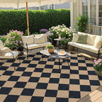 Lahome Checkered Easy Jute Outdoor Patio Rug, 6x9 Living Room Rugs Washable | - Image 3