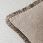 MIULEE Linen Fringe Decorative Fall Euro Throw Pillow Covers Dune 26x26 | Set - Image 3