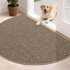 BEQHAUSE Dirt Trapper Door Mat 32" x 48" Half Circle Non Slip Rugs, Taupe | by BEQHAUSE
