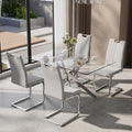 5-Piece Dining Table Set for 4, Modern Rectangular Glass Table by KATBOCFurniture