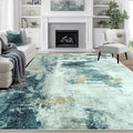 9x12 Area Rugs for Living Room Washable Bedroom Dining Room Teal Grey Gold | by Aelenmu