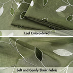 MIULEE Olive Green Sheer Curtains 2 Panels Leaf Patterned, W52 x L96 | - Image 4