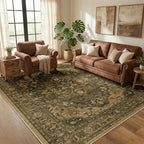 RELEANY Washable Area Rug, Water Repellent, Pet Friendly, Vintage Floral Boho - Image 2