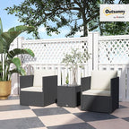 Outsunny 3 Piece Patio Furniture Set, Folding Outdoor Wicker Bistro Set - Image 2