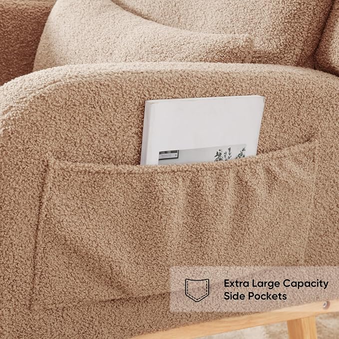 HCHAIRH Rocking Chair Nursery, Boucle Nursing Rocking Chairs, Upholstered - Image 7