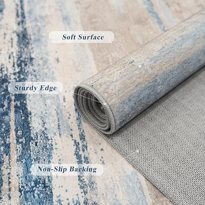Western Coastal Beach Wave Pattern Kitchen Runner Rug - Image 7
