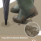 BEQHAUSE Dirt Trapper Door Mat 24" x 36" Half Circle Non Slip, Light Beige | - Image 3