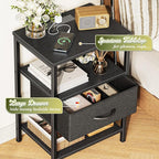 SUPERJARE Nightstand with Charging Station, Bed Side Table with Adjustable - Image 5
