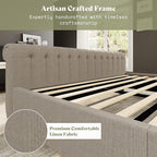 AMERLIFE California King Size Platform Bed Frame, Linen Upholstered Sleigh Bed - Image 5