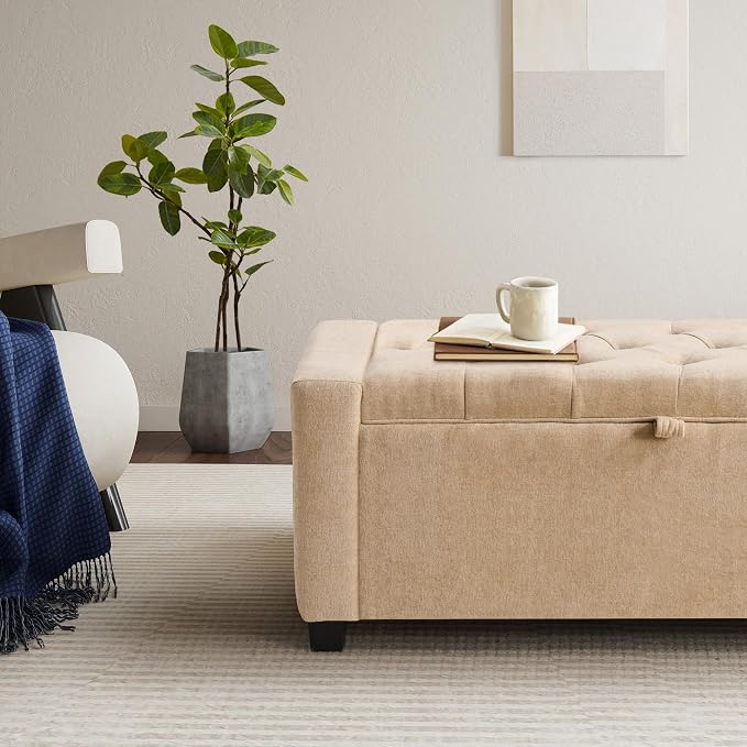 GRAINELL Storage Ottoman Bench, Upholstered Tufted Bedroom Bench - Image 4