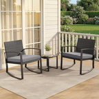Qsun 3 Pieces Patio Furniture Set Rocking Bistro Set Outdoor Rattan Conversation - Image 8