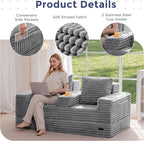 MAXYOYO Loveseat Sofa Bed, Striped Faux Fur Foldable Floor Sofa Couch in A Box - Image 7