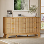 BORNOON Fluted 9 Drawer Dresser, 57.1" Wide Modern Boho Chest of Drawers by BORNOON