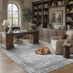 Schweek Grey 5x7 Area Rug for Living Room Washable Vintage Neutral Rugs | Non - Image 3
