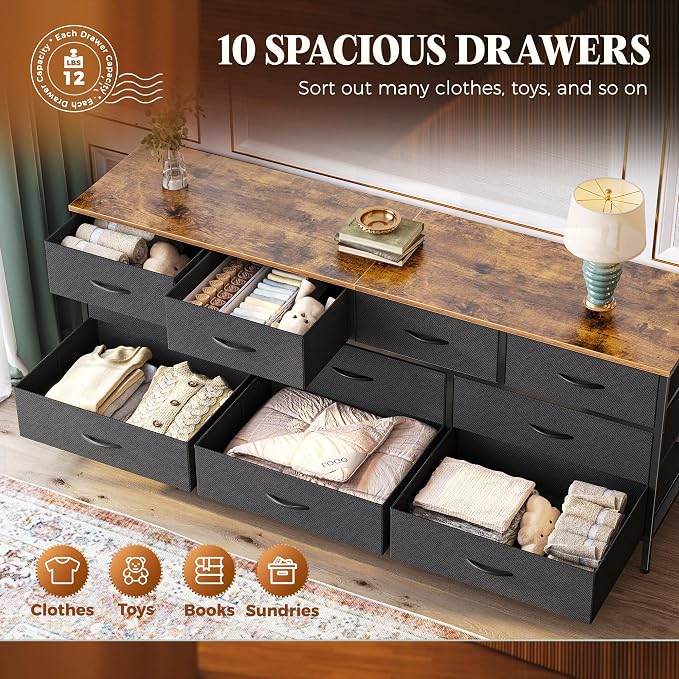 Huuger 63 Inch Dresser for Bedroom, Long Dresser - Image 5