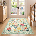 DUKINO 4x5 Area Rug for Entryway, Soft Floral Washable Rug Non Slip, by DUKINO