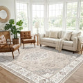 7x10 Area Rug for Living Room: Washable Neutral Vintage Large Rugs for Bedroom by HYHAOYUNLAI