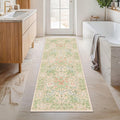 Non Slip Beige Green Bathroom Runner Rug by HazoHaus