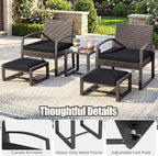 Tangkula 5 Pieces Wicker Patio Conversation Set, Outdoor PE Rattan Chair - Image 9