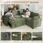 Hanherry Sectional Couch with Pull Out Sofa Bed, Corduroy Sleeper Sofa with 2 - Image 4