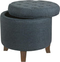 HomePop by Kinfine Fabric Upholstered Round Storage Ottoman by HomePop