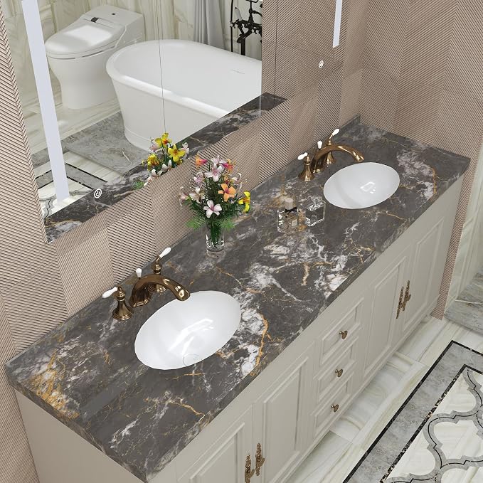 BAYYA Dark Grey/Gold Marble Contact Paper - Image 7