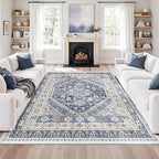7x9 Area Rugs for Living Room, Large Washable Rug, Dining Room, Low Pile by Zesthome