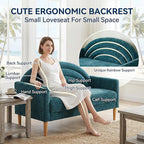 49" Small Loveseat Sofa for Small Spaces, Mid Century Modern Sofa, Linen - Image 3