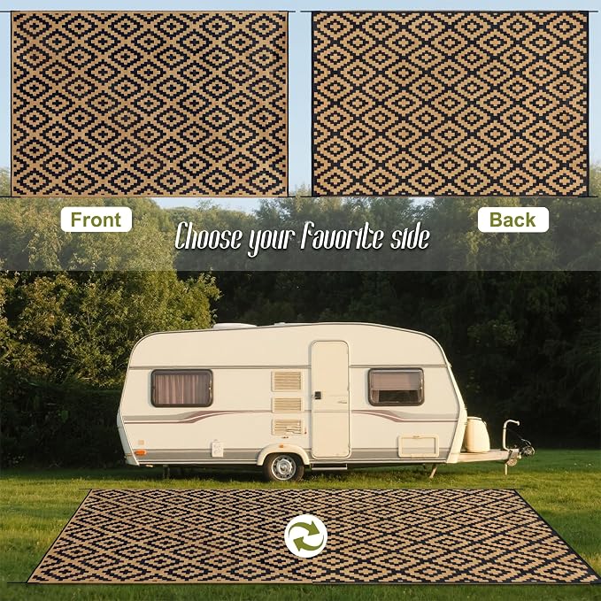 SAND MINE Reversible Mats, Plastic Straw Rug, Modern Area Rug, Large Floor Mat - Image 3
