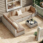 KIGOTY 7-Piece Patio Furniture Set, All-Weather PE Rattan Outdoor Sectional Sofa - Image 2
