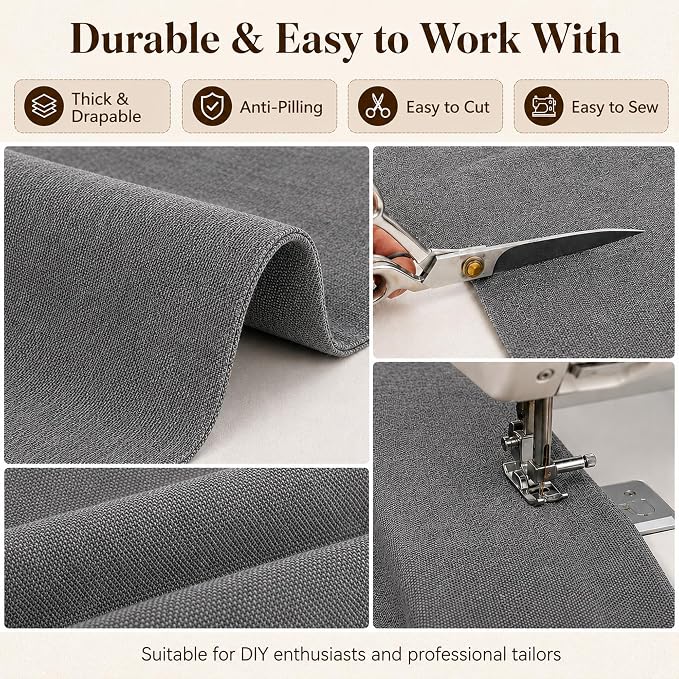 Mini Chenille Linen Blend Upholstery Fabric by the Yard, 57 Inch Wide Soft - Image 5