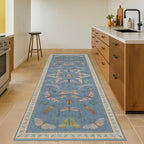 Blue Vintage Insect Runner Rug for Hallway 3x12, Washable Non Slip Kitchen Sink - Image 3