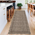GarveeHome Scalloped Washable Runner Rug 2x6 Non Slip Kitchen Rug, Taupe | - Image 4
