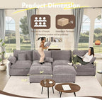 GOSUHI 142.5" U Shaped Couch, Modular Sectional Sofa, 3-Seater Comfy Cloud Couch - Image 2